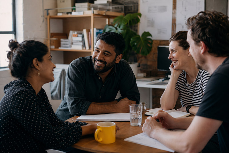 Casual team meeting in a creative studio