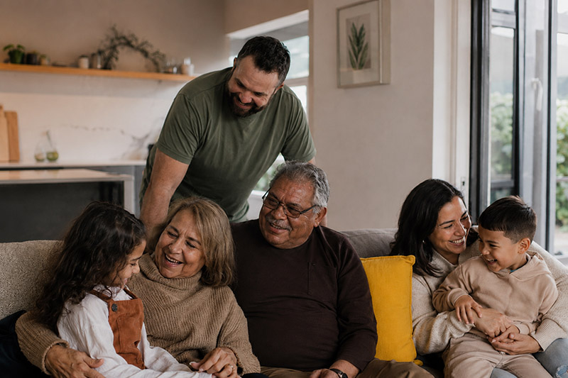 Family togetherness in a cozy living room