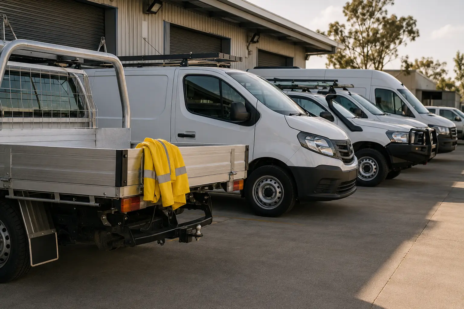 Fleet vehicles at depot parking area